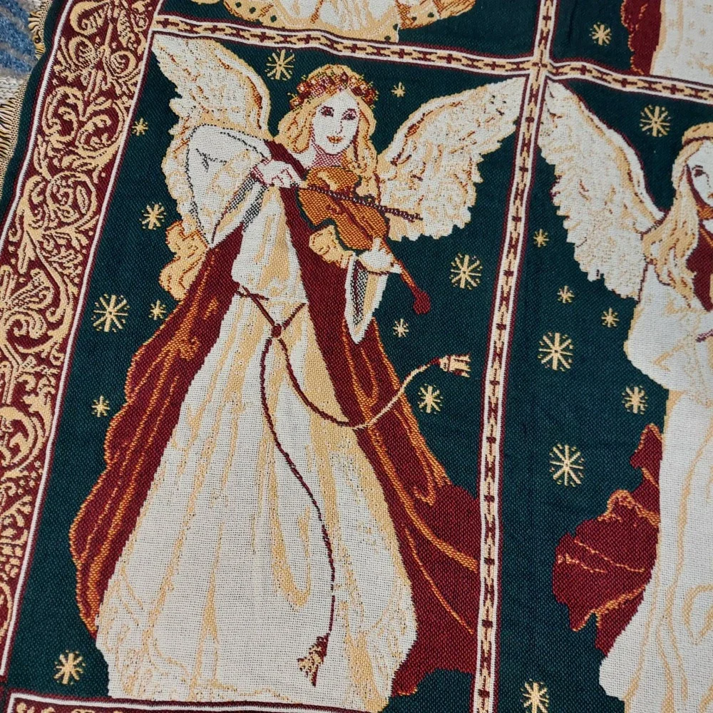 Goodwin Weavers Musical Angels Woven Tapestry Throw Blanket Cotton 70